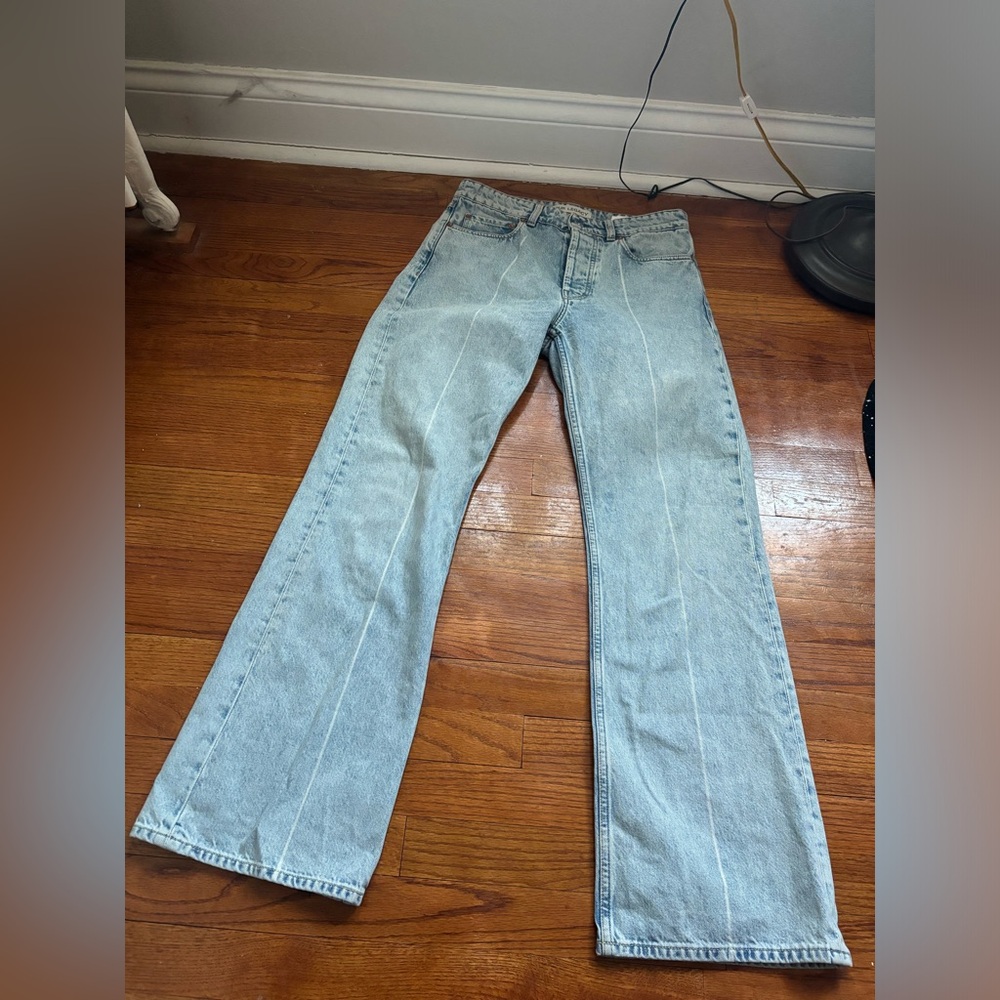 Women’s Our Legacy Boot Cut Bleach Crease Jeans size 29x31 Bootcut Denim